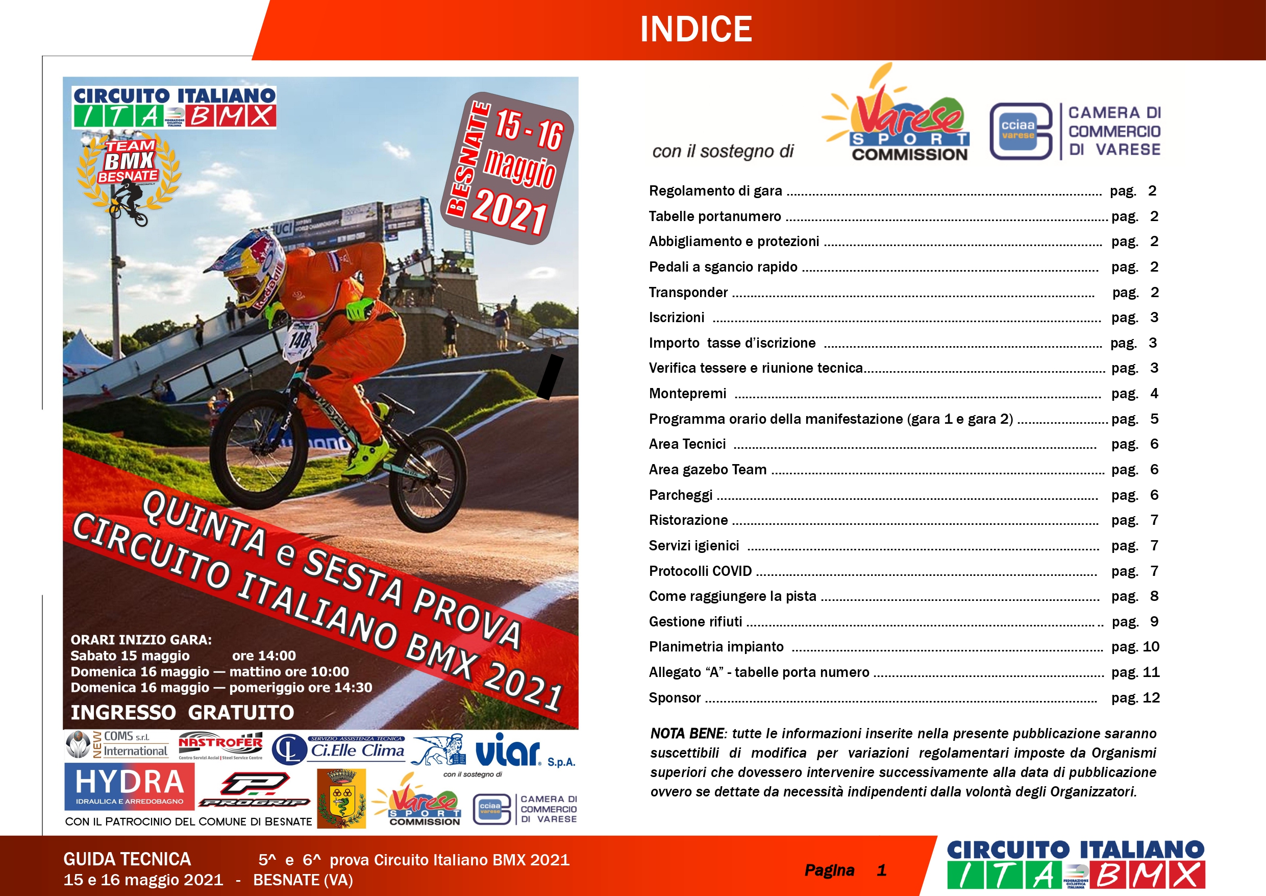 5′ e 6′ prova circuito italiano bmx – Besnate – 15 e 16 Maggio 2021